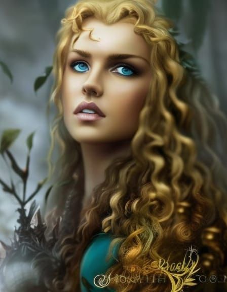 Epic Dark Fantasy Warrior in Misty Forest