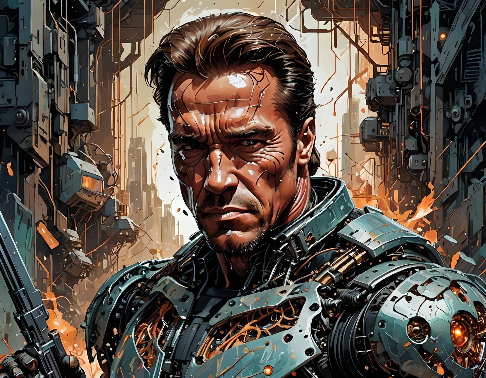 Young Terminator Digital Painting with Intricate Details