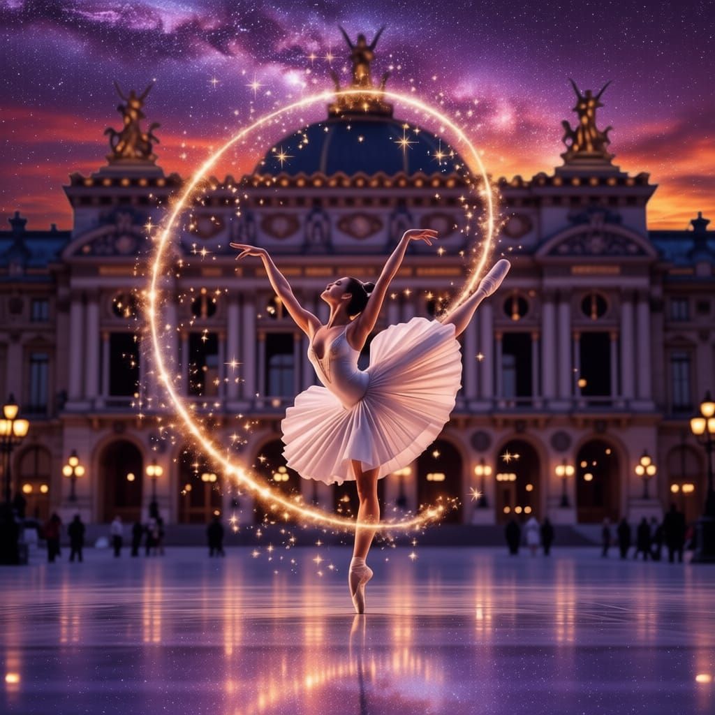 Paris Opera Dancer's Magical Grand Jeté at Sunset