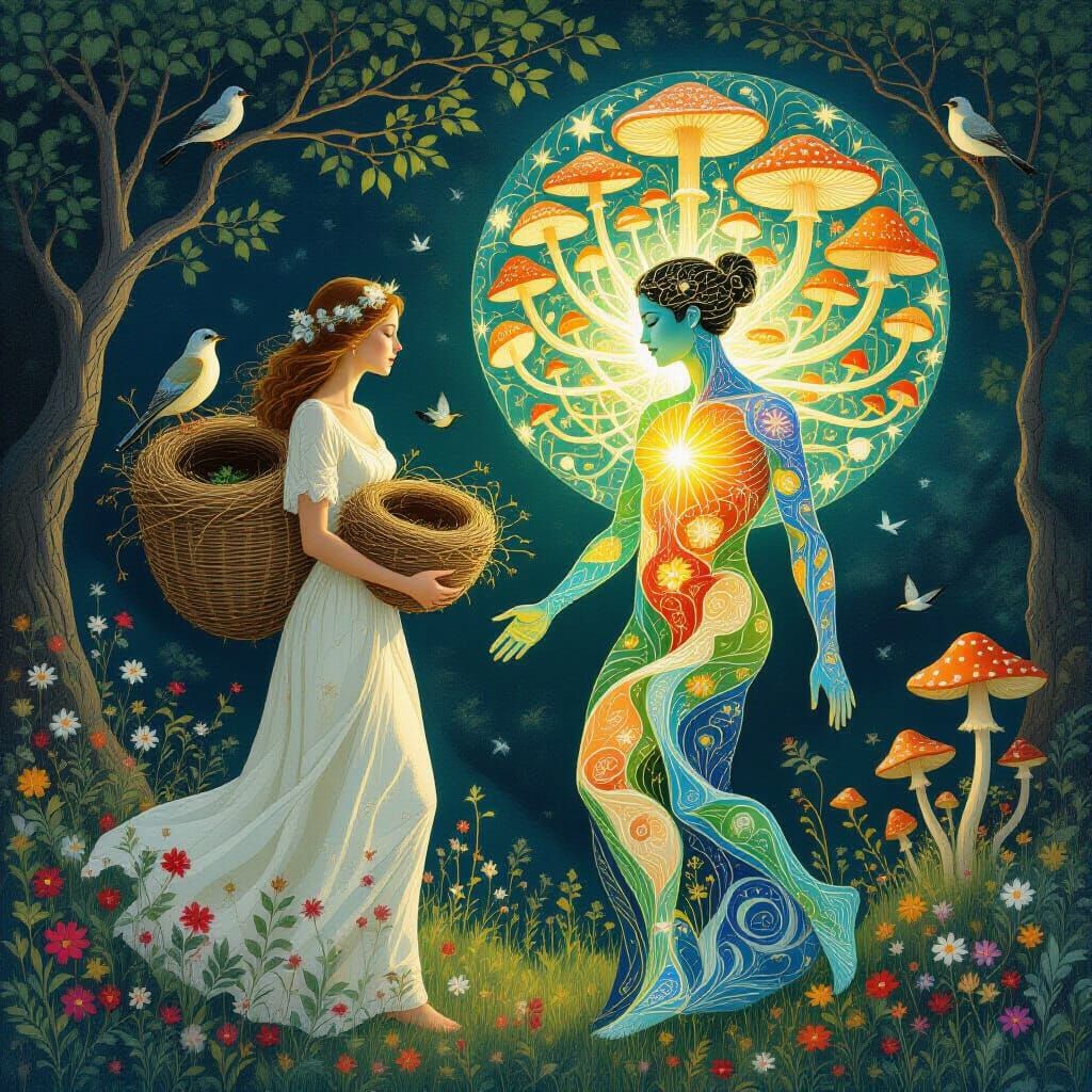 Cosmic Dance: Fantasy Plant Kingdom in Ethereal Style