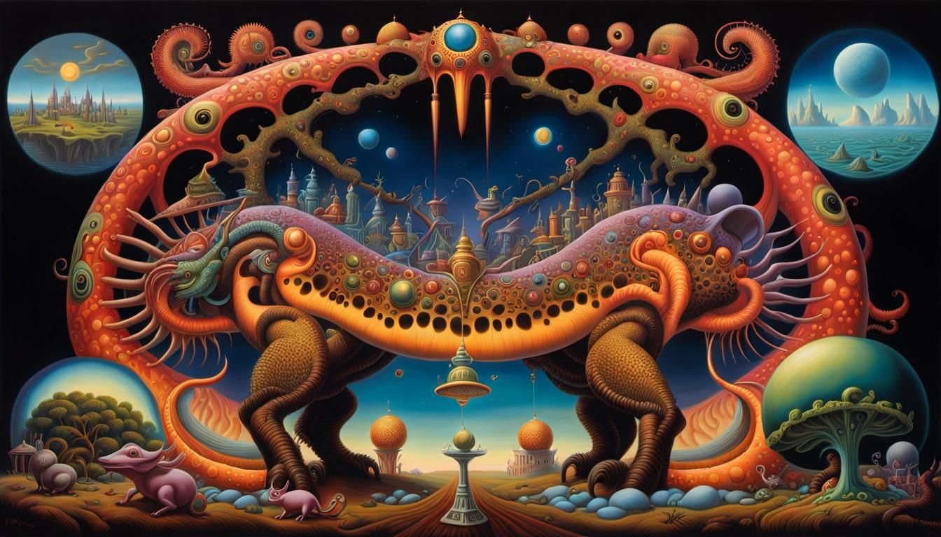Surreal Origin of Species: A Maximalist Oil Painting