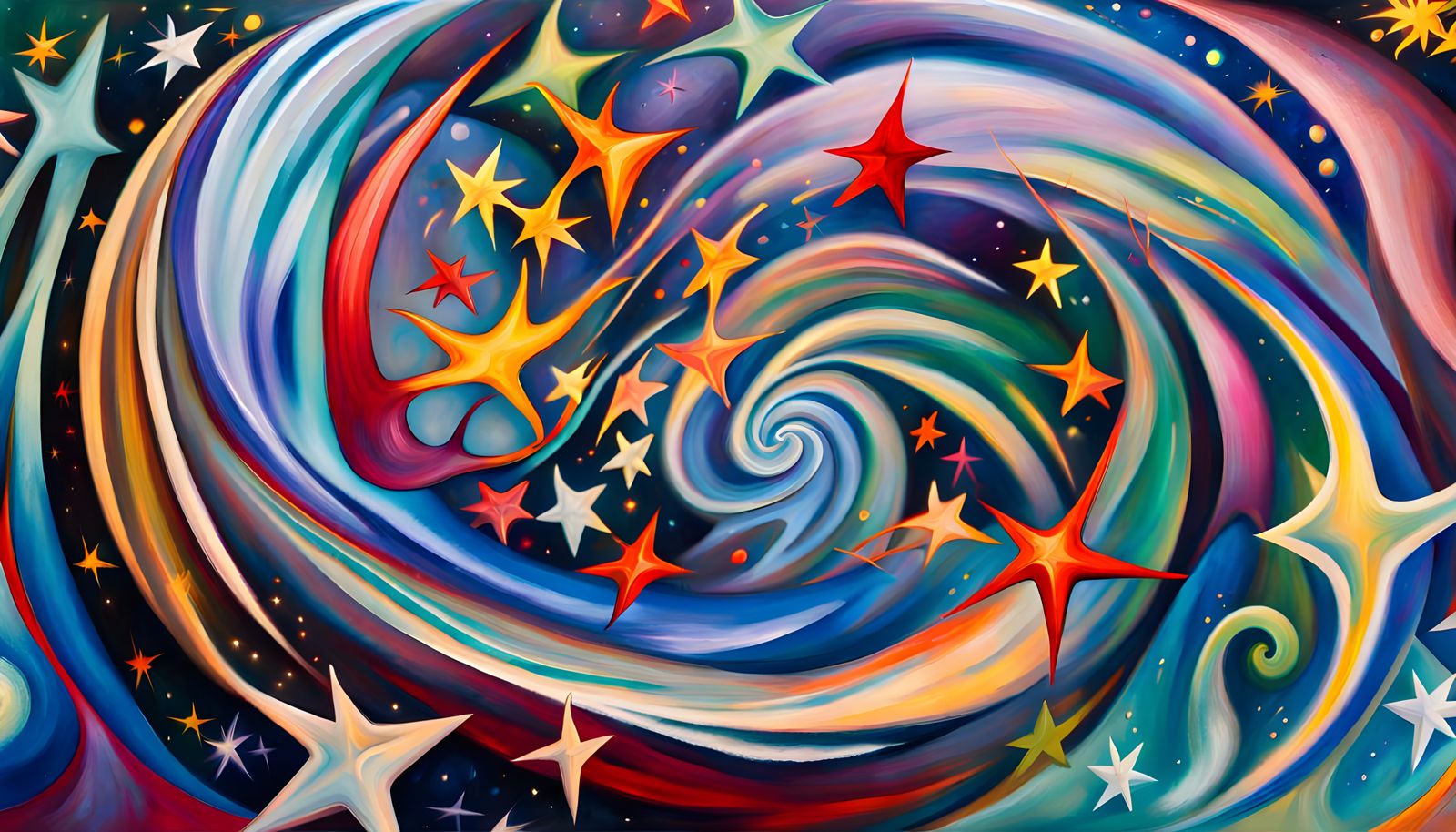 Iridescent Stars in Swirling Cosmic Energy: Abstract Express...
