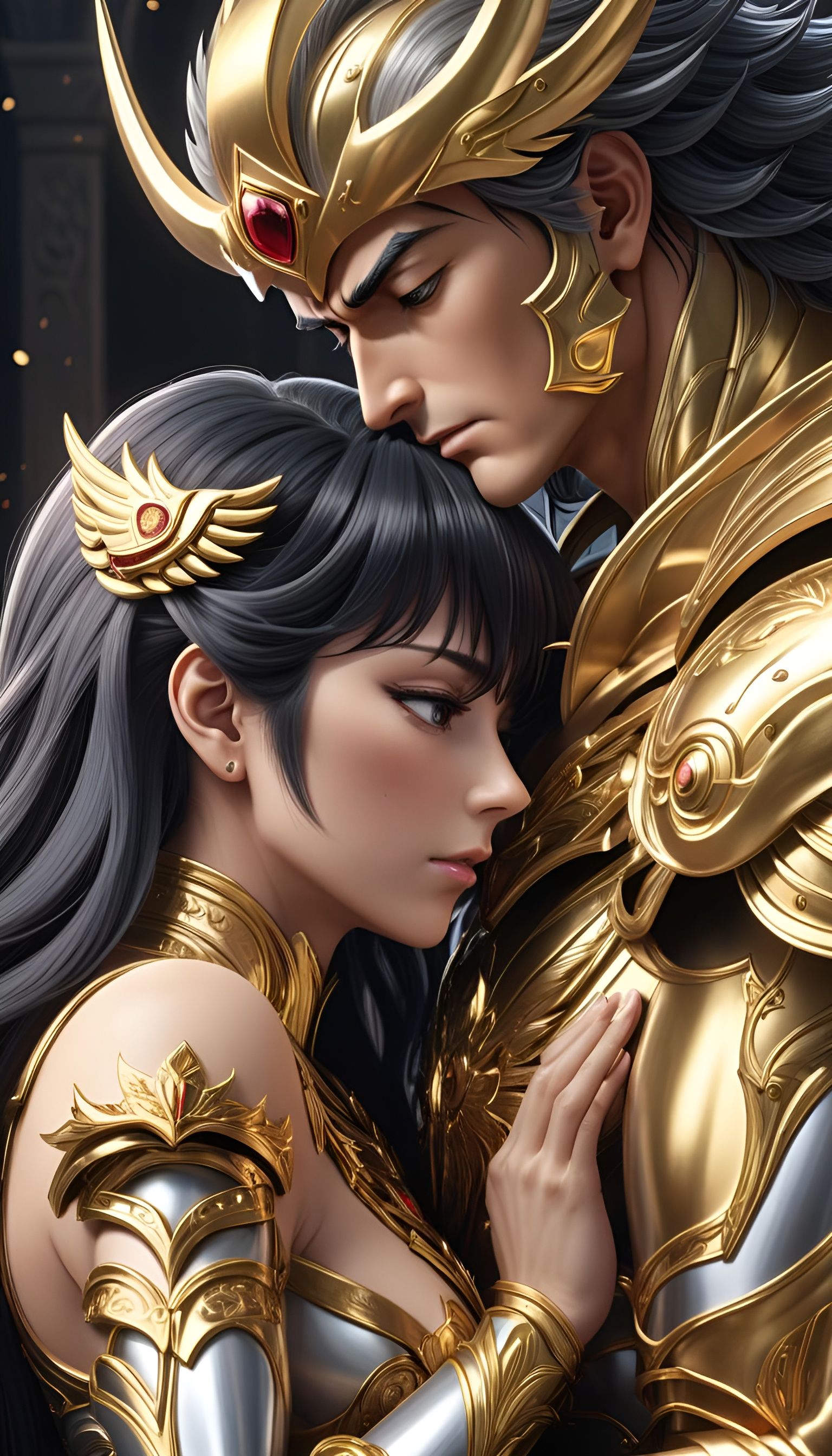 Grieving Man Embracing Dead Wife: Anime Style