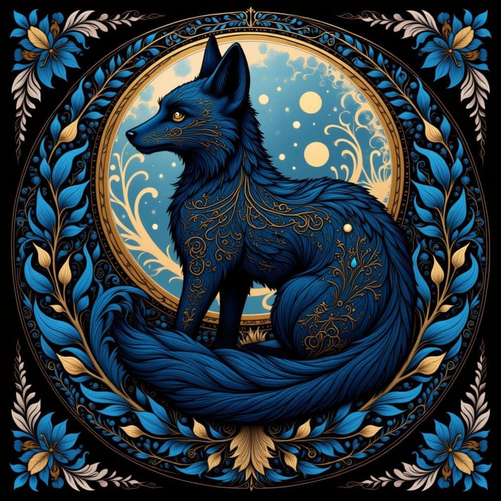 Stylized Fox Motif in Art Nouveau Style