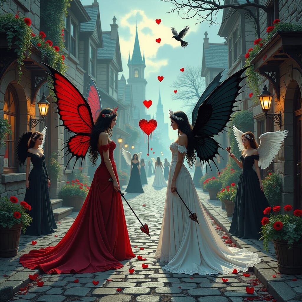 Dark Fantasy Valentine's Day: Fairies Battle Lovers' Hearts