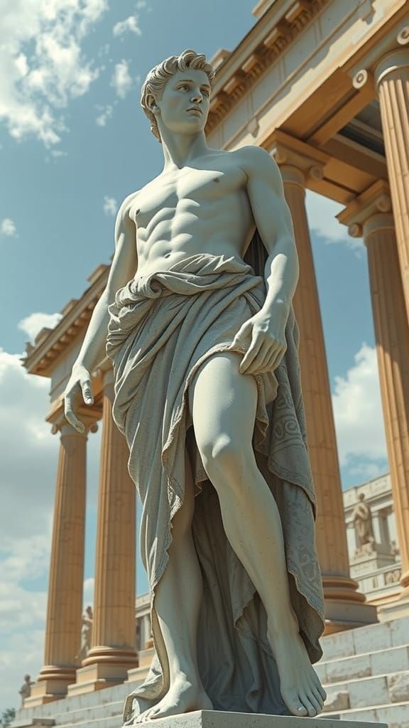 Epic Classical Roman Statue in Grand Temple Setting