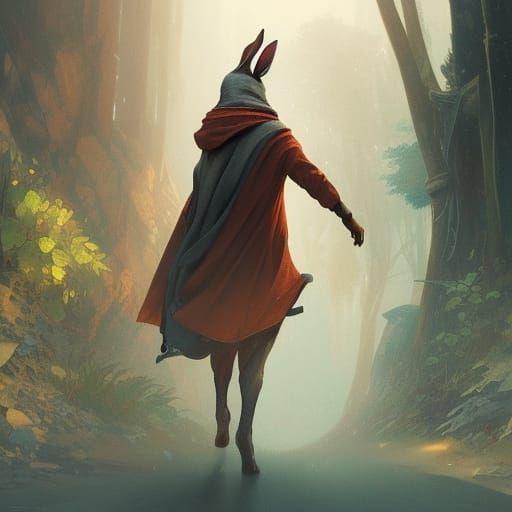 Hooded Rabbit's Adventure: Hyperdetailed Concept Art
