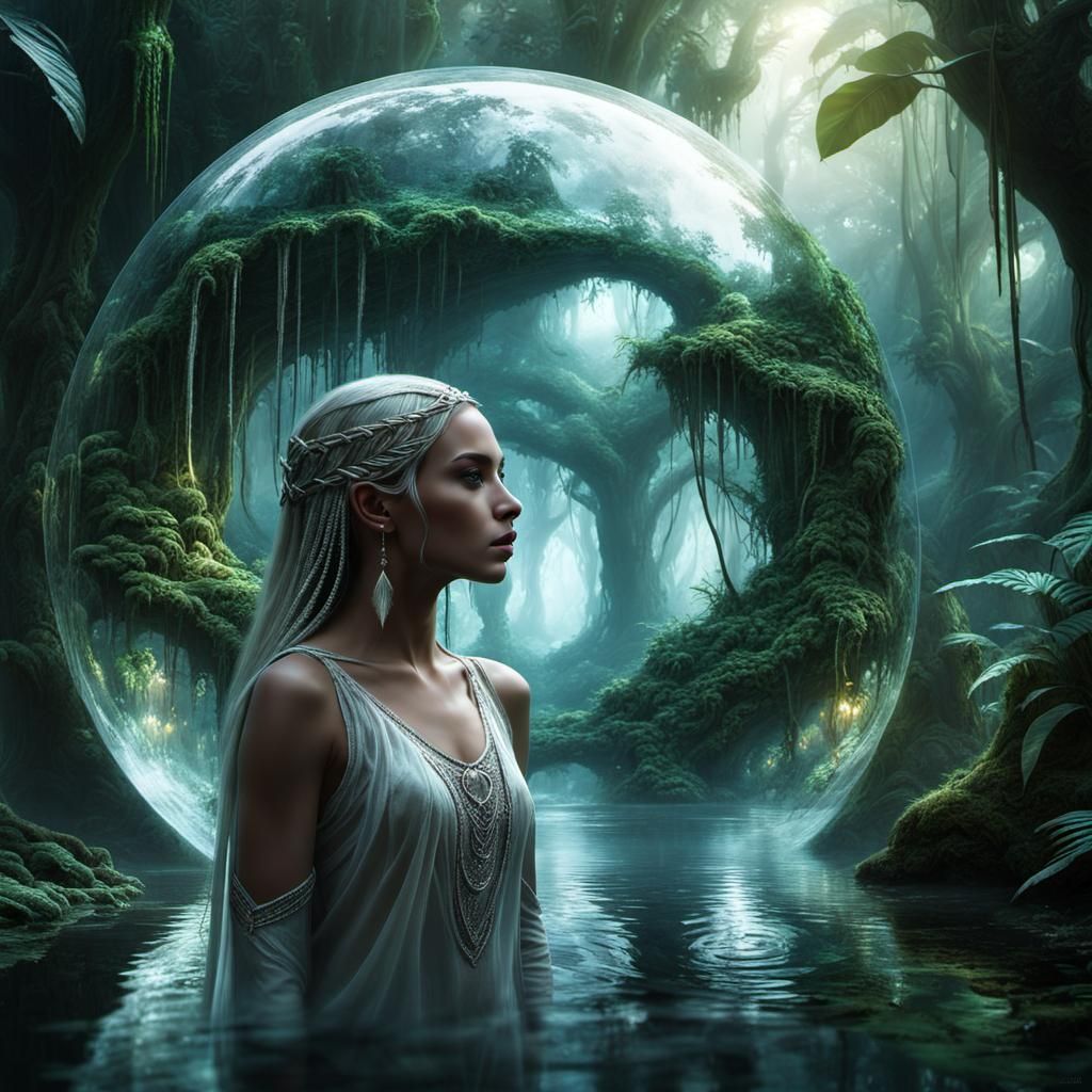 Elven Woman in Dystopian Jungle: Digital Matte Painting