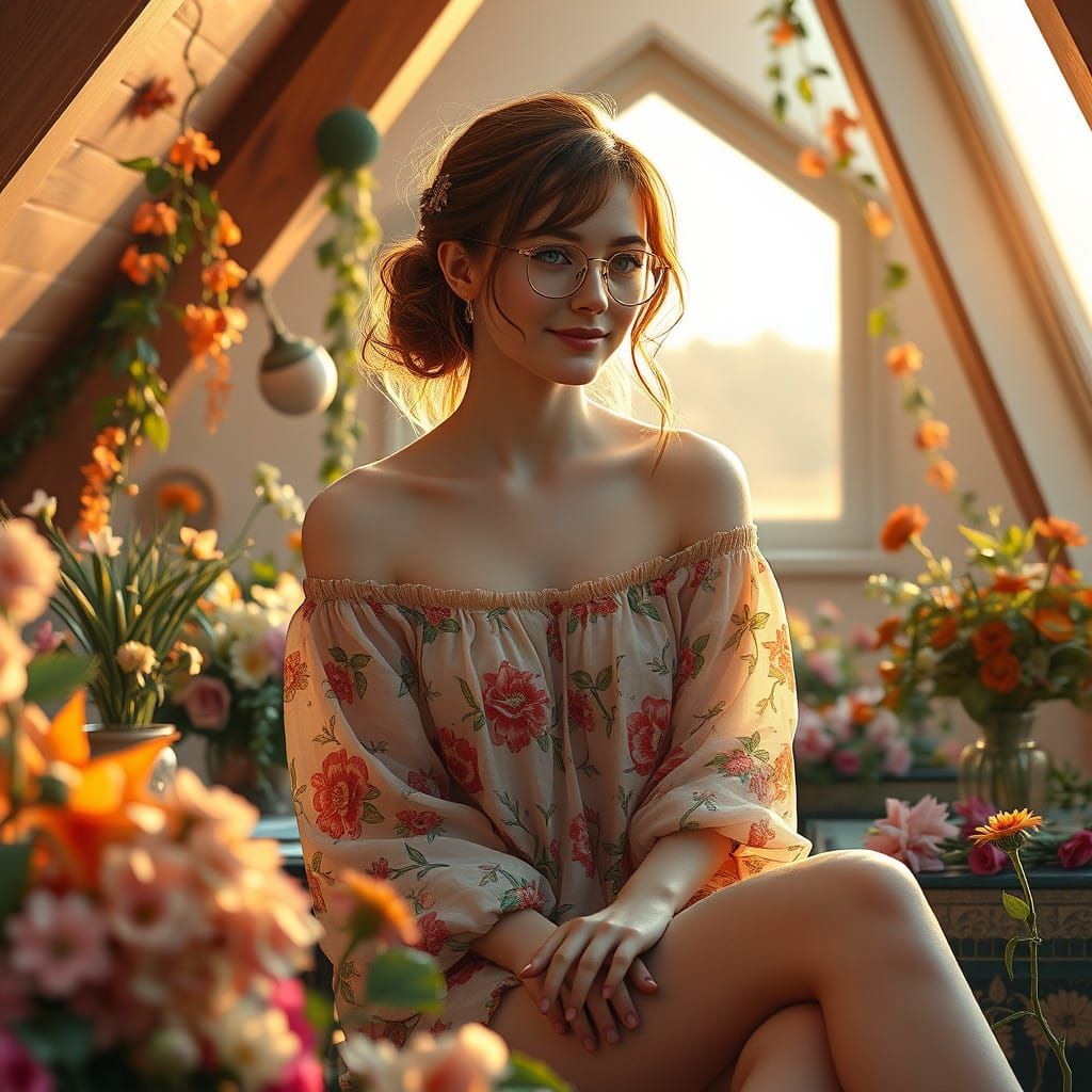 Serene Attic Sanctuary in Vibrant Bloom