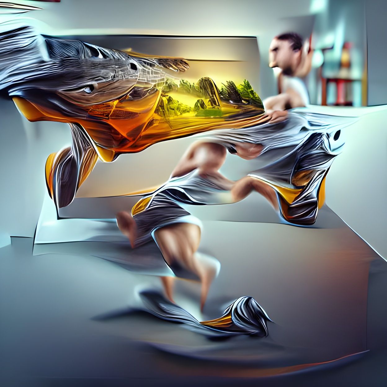 Running Through Time: 8K Digital Illustration