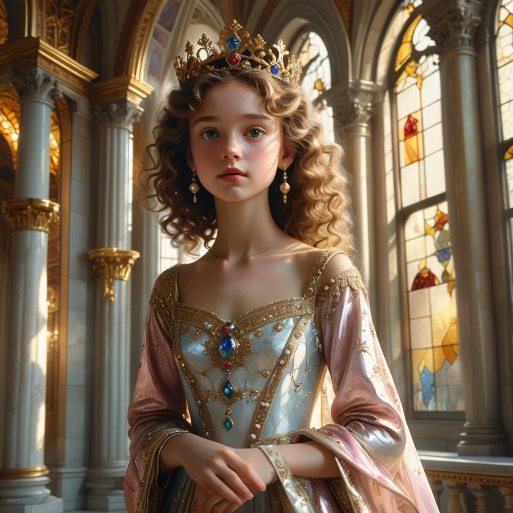 Princess in Palace with Heavenly Glow as Digital Art