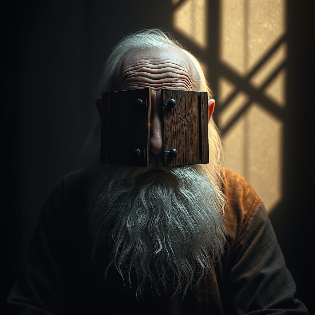 Old Man with Doors for Eyes in Dark Fantasy