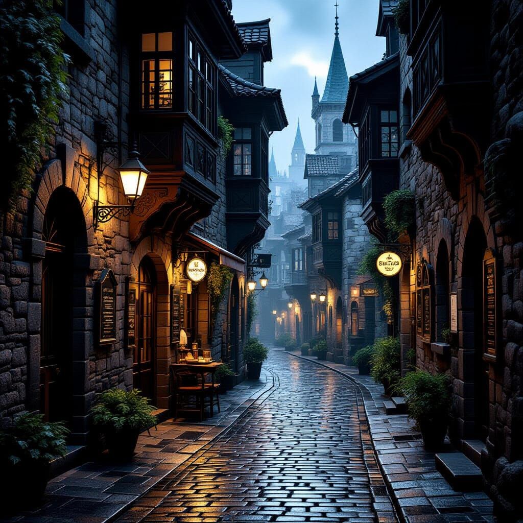 Film Noir Alleyway in Historic European City