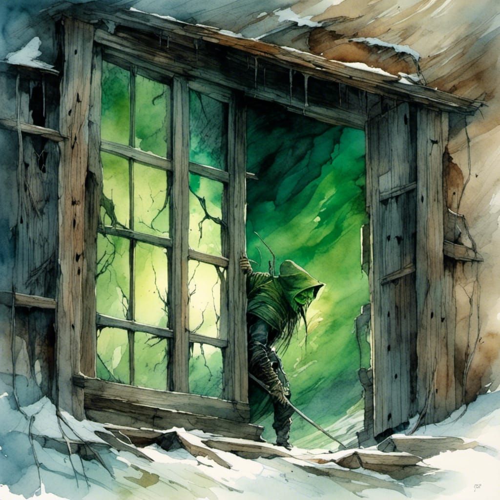 Dark Age Hut: Demonic Eyes at Dusk