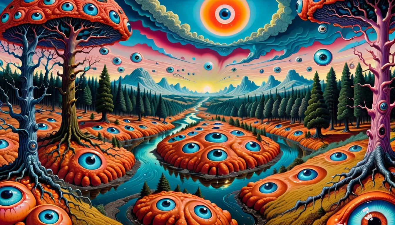 Surreal Realm of Eyes in Vivid Colors