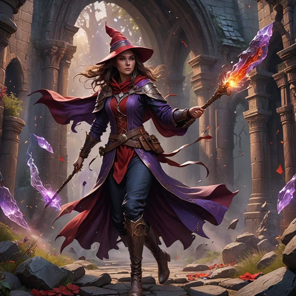 Powerful Female Wizard in Detailed Fantasy Art