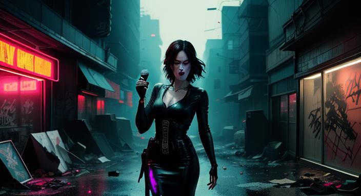 Parker Posey Performs in Neon-Noir Cyberpunk Landscape