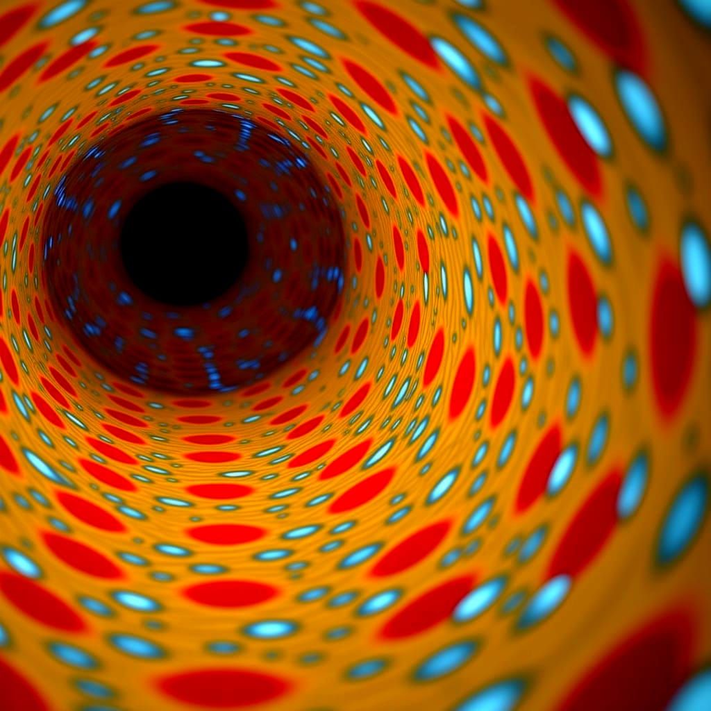 Abstract Red Swirls and Twists in Dark Portrait Style