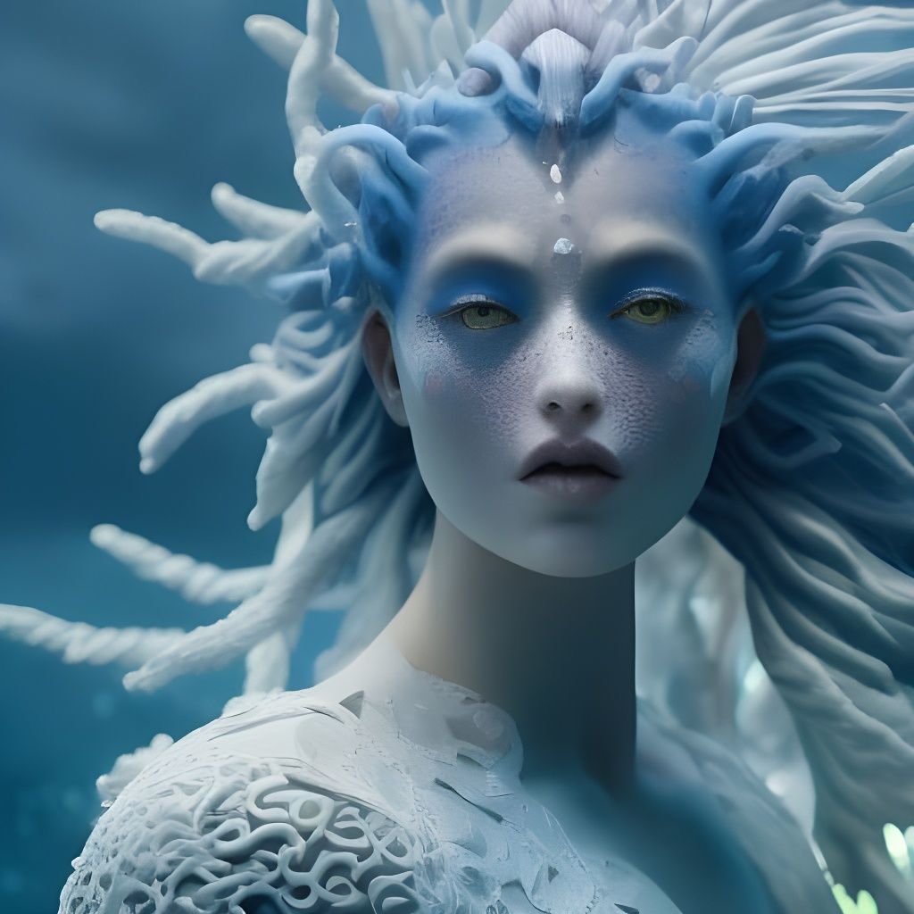 Aquatic Human with Golden Eyes in Fantasy Art