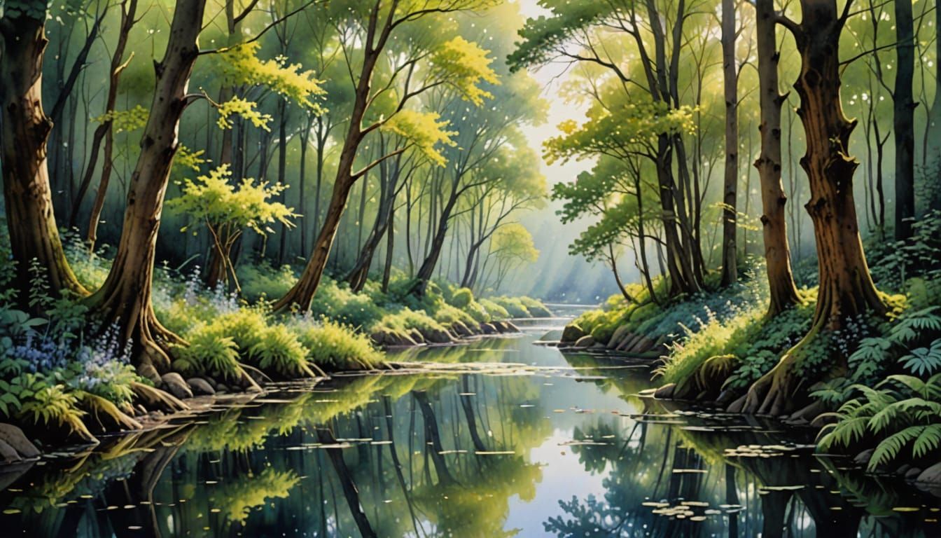 Romantic Watercolor Masterpiece of Serenity