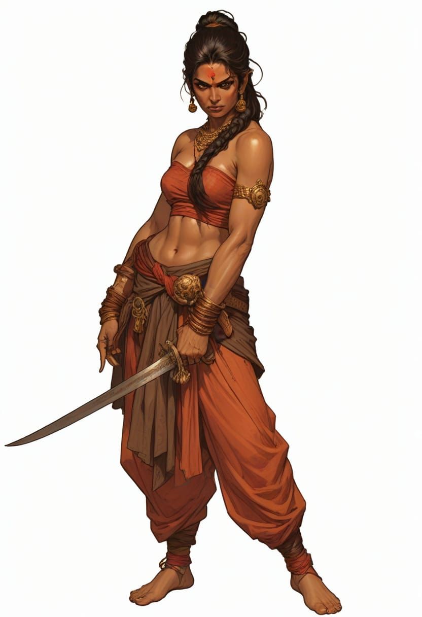18th Century Hindu Warrior Maiden in Fantasy Style
