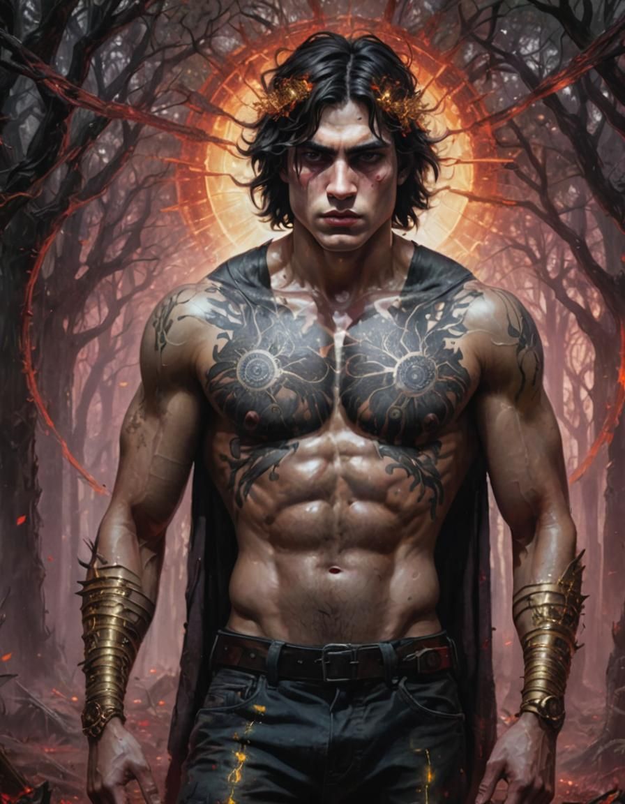 Surrealist Forest Deity in Melting Oil on Canvas Style