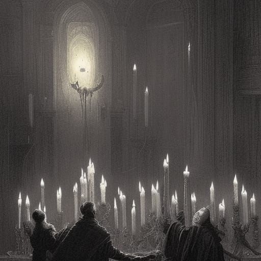 Horror Christmas Candles in Doré Style