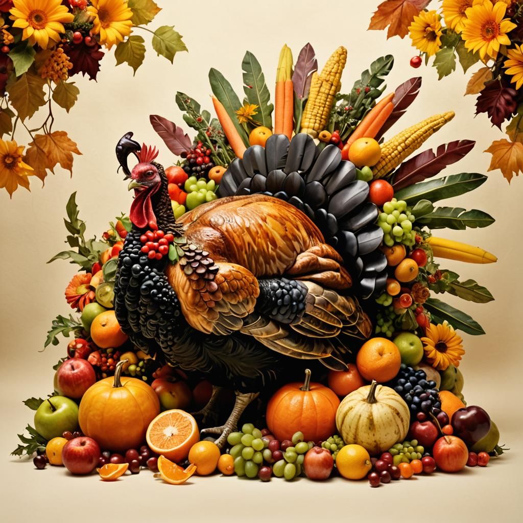 Turkey and Horn of Plenty Still Life