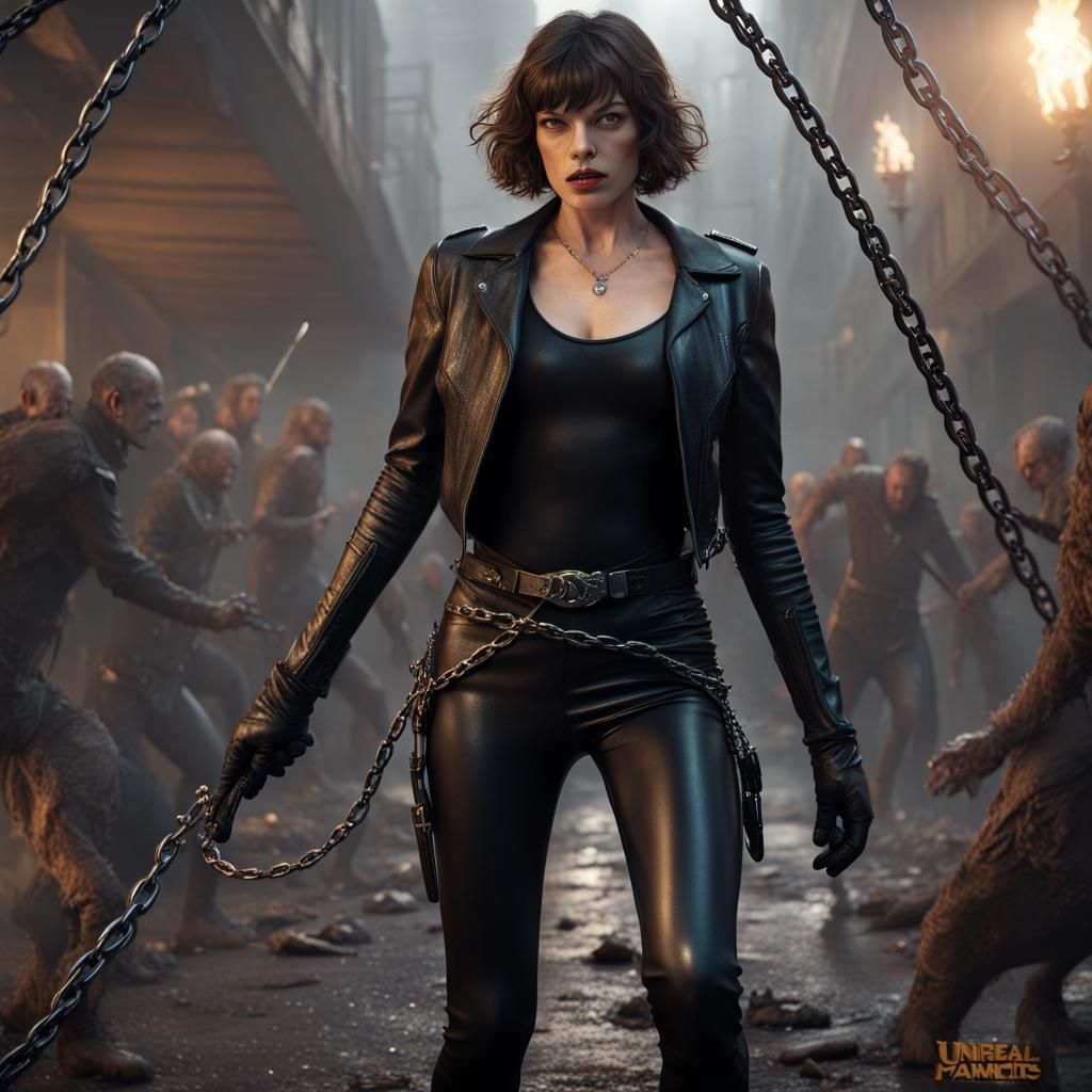 Zombie Hunter Mila Jovovich in Detailed Digital Painting
