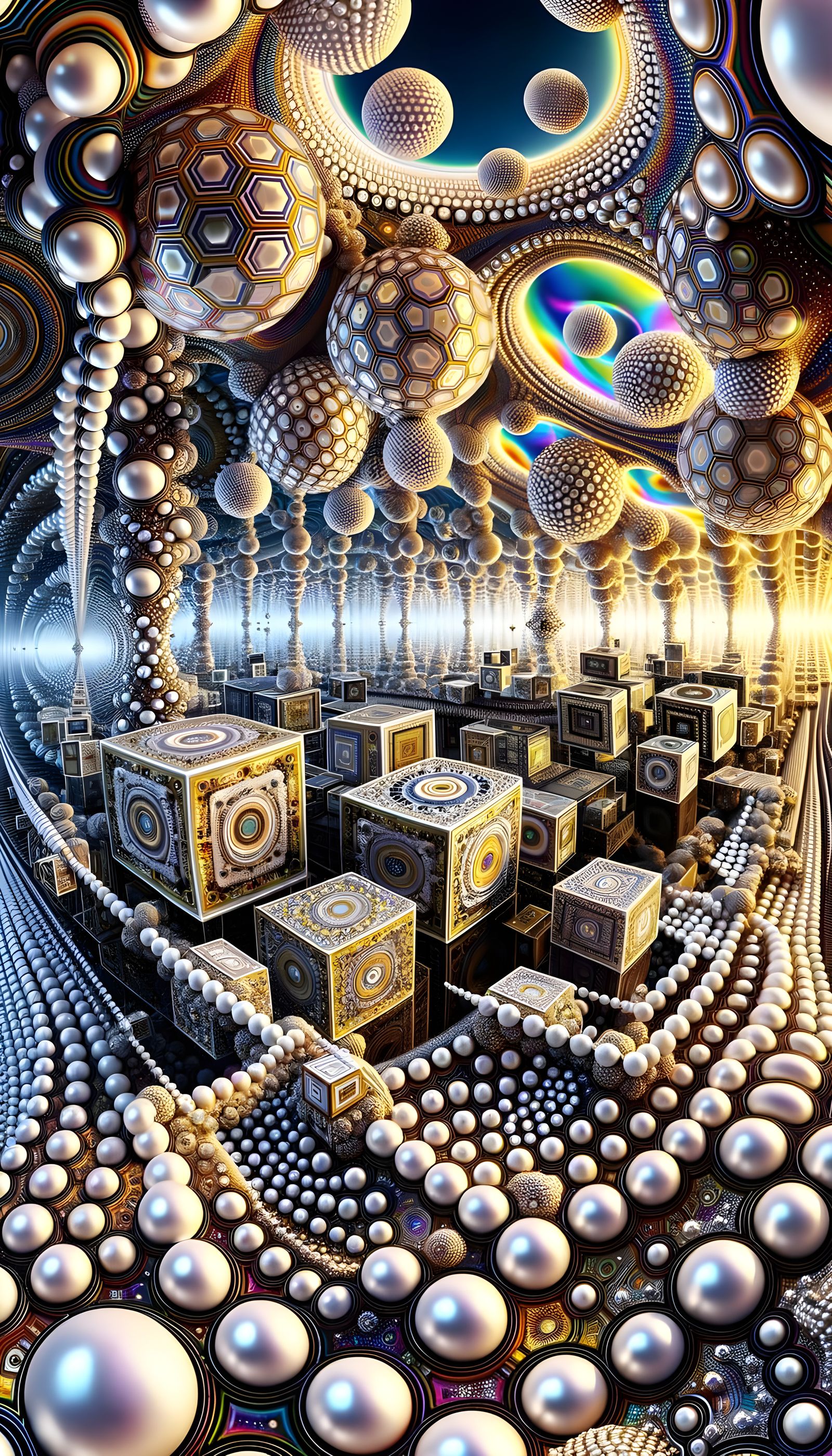 Heavenly Pearl Network in Psychedelic Maximalist Style