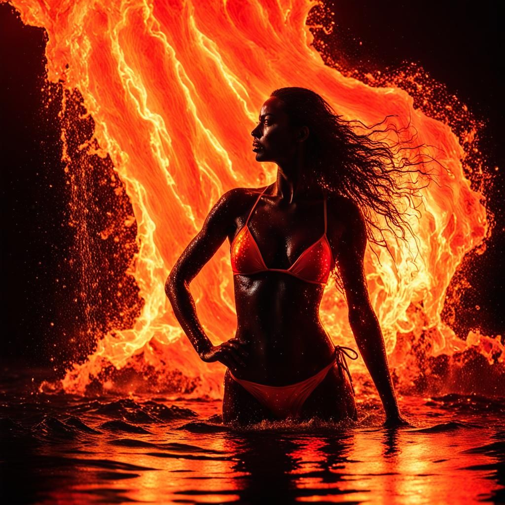Silhouetted Woman Bathed in Molten Light