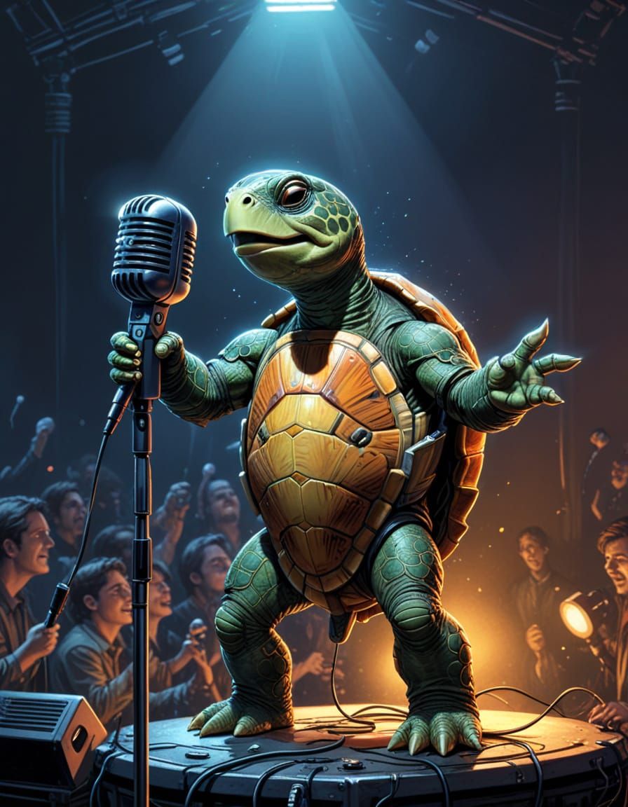 Turtle Singer: Comic Book Style Illustration