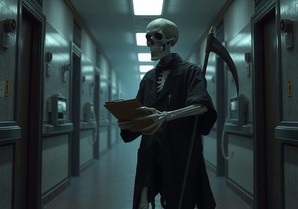 Ethereal Grim Reaper Stalks Hospital Corridor
