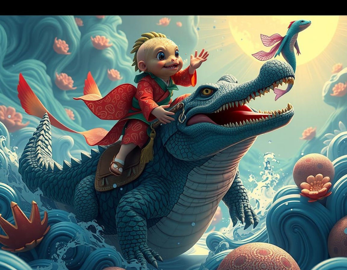 Anime Kappa Rides Crocodile in Breathtaking Underwater Chase...