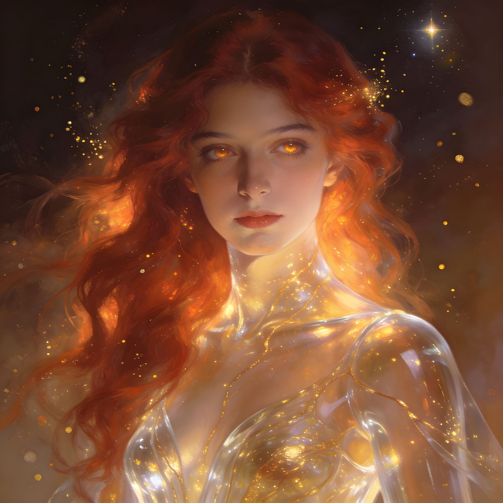 Ethereal Woman With Golden Veins