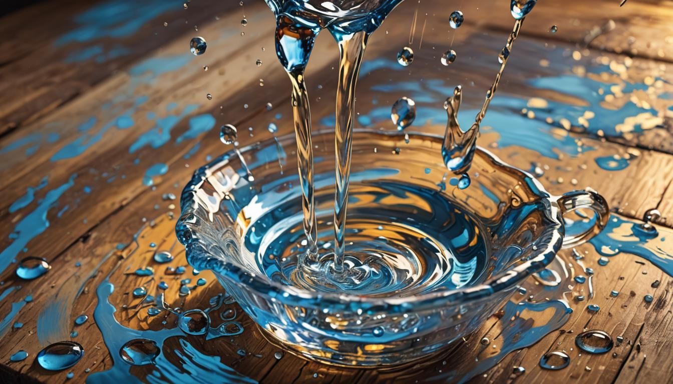 Water Overflowing: A Vibrant Oil Painting