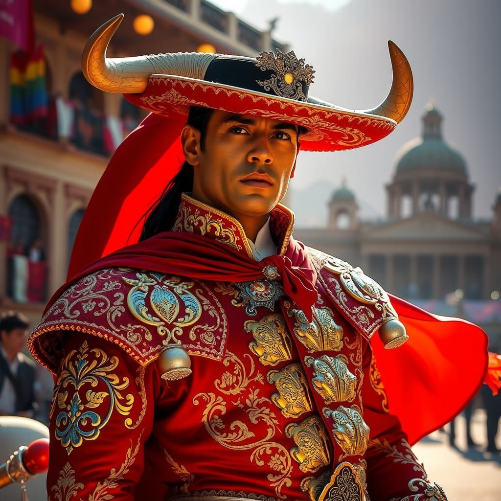 Majestic Mexican Bullfighter in Ornate Attire