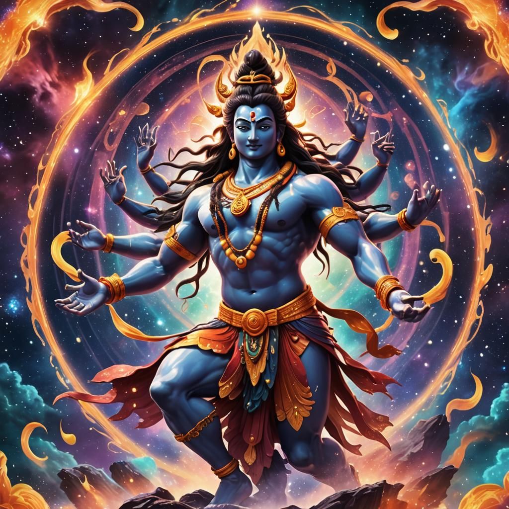 Lord Shiva Nataraja in Anime Style 3D Rendering