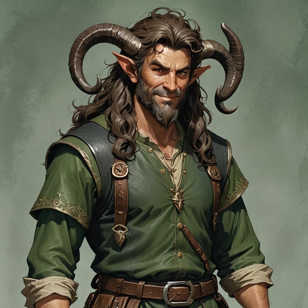 Satyr War Cleric with War Hammer, Detailed Matte Painting