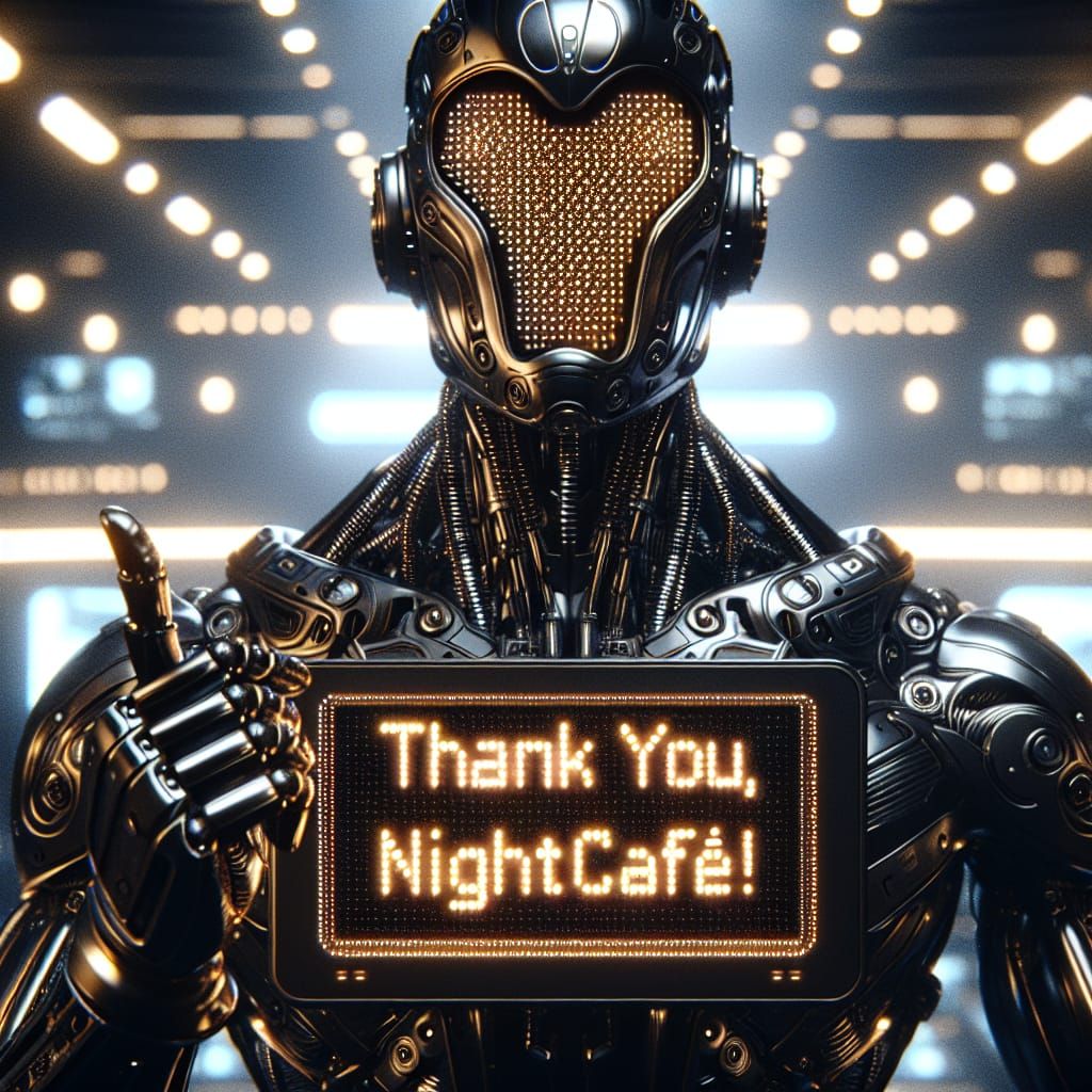 Futuristic Robot Thanks NightCafe in Sci-Fi Style