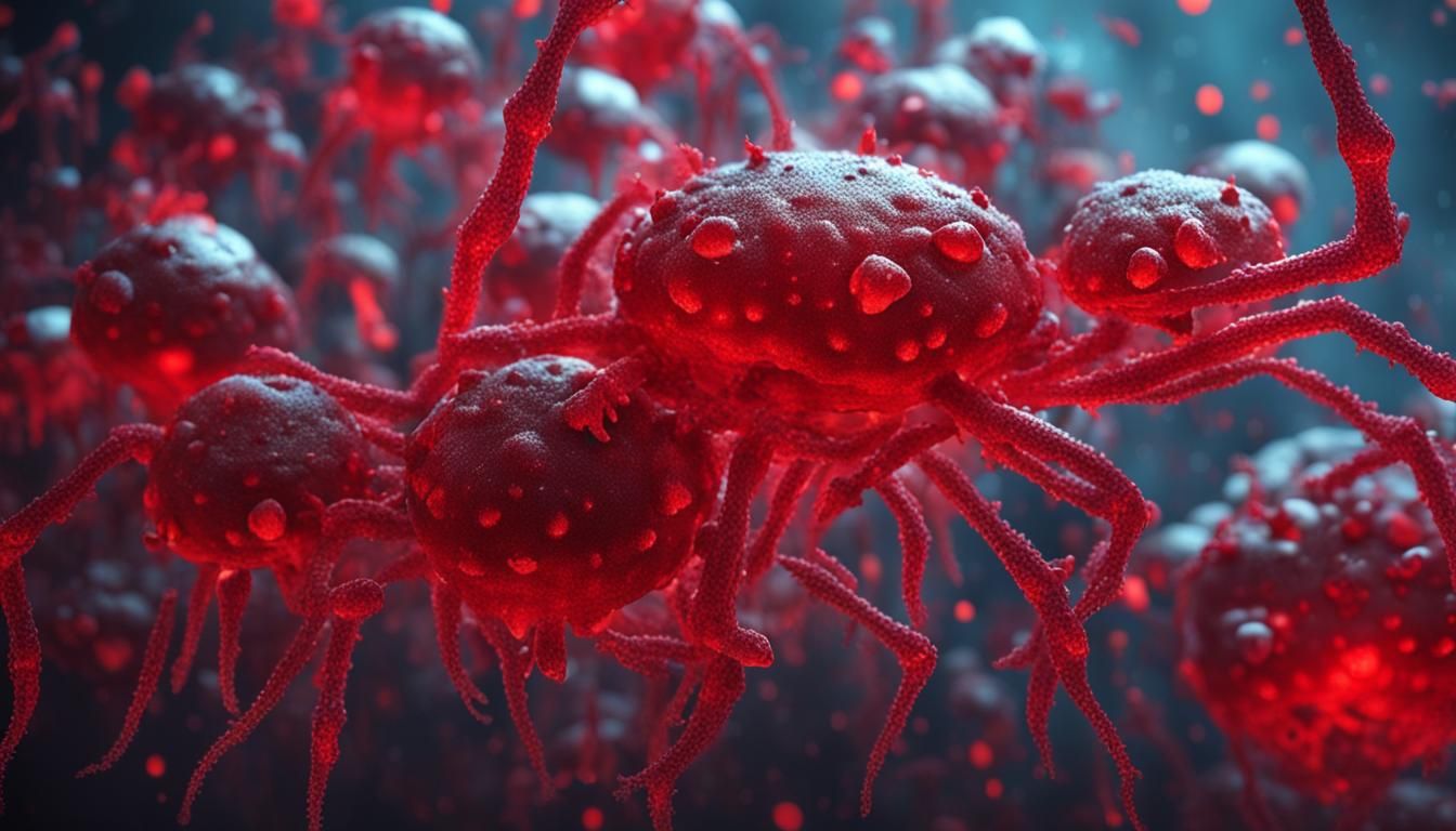 Holographic Red Creatures in 3D Simulation