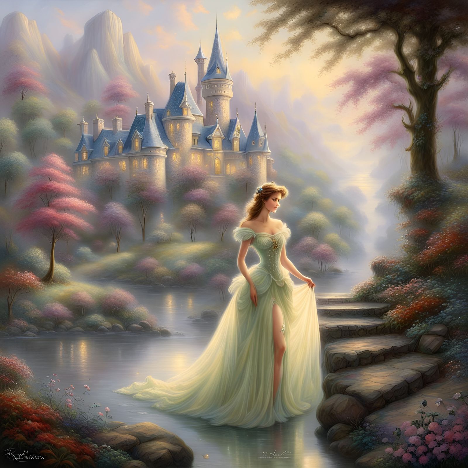 Ethereal Fairy Tale Princess in a Mystical Landscape