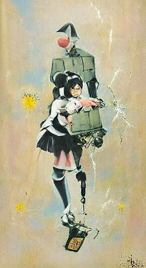 Banksy Style Retrofuturistic Manga Cover