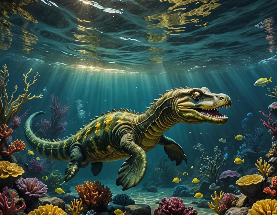 Ogopogo in Underwater Kingdom: Hyperrealistic National Geogr...