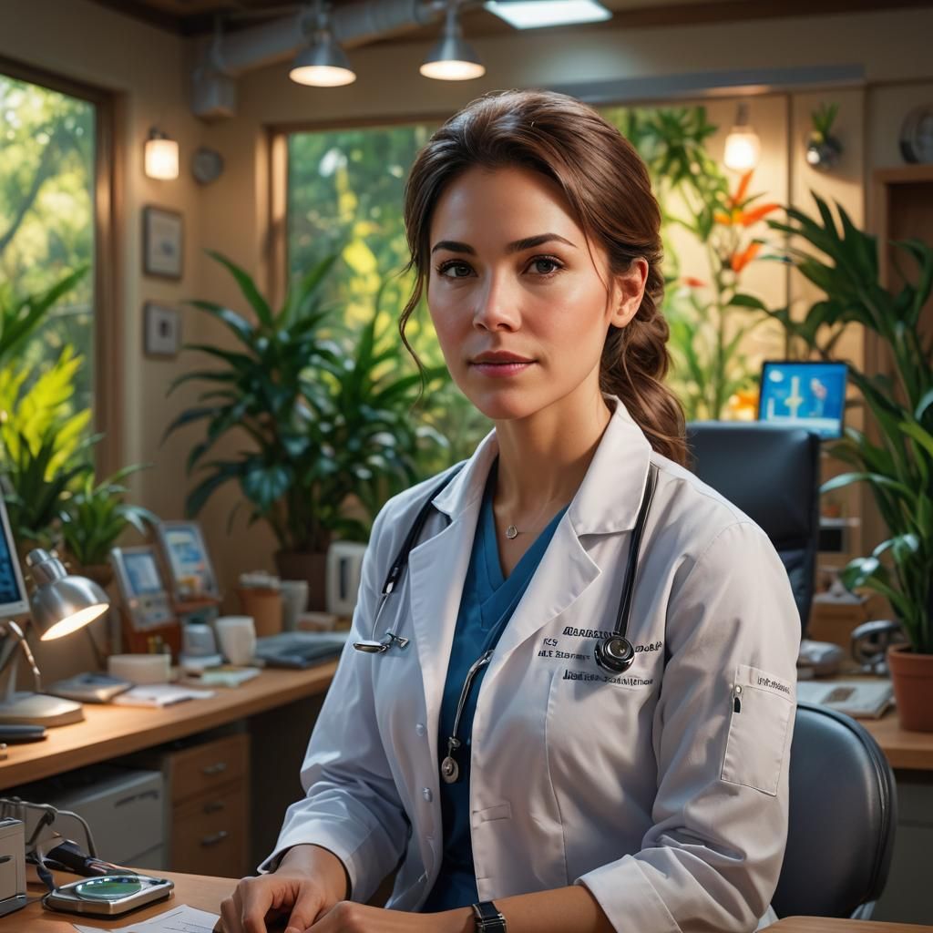 Compassionate Health Professional in Serene Workplace: Hyper...