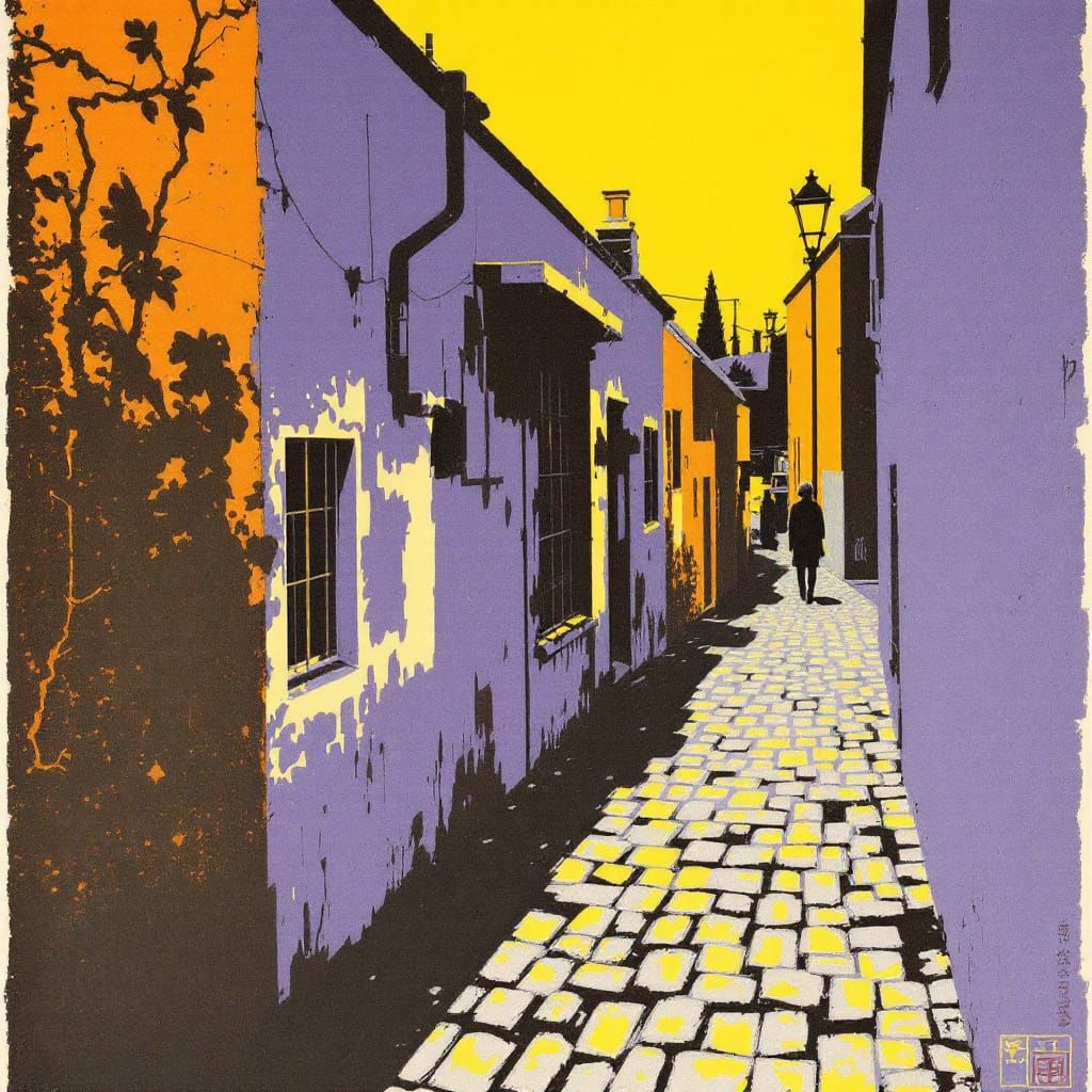 Vibrant Street Scene with Expressive Color Distortion