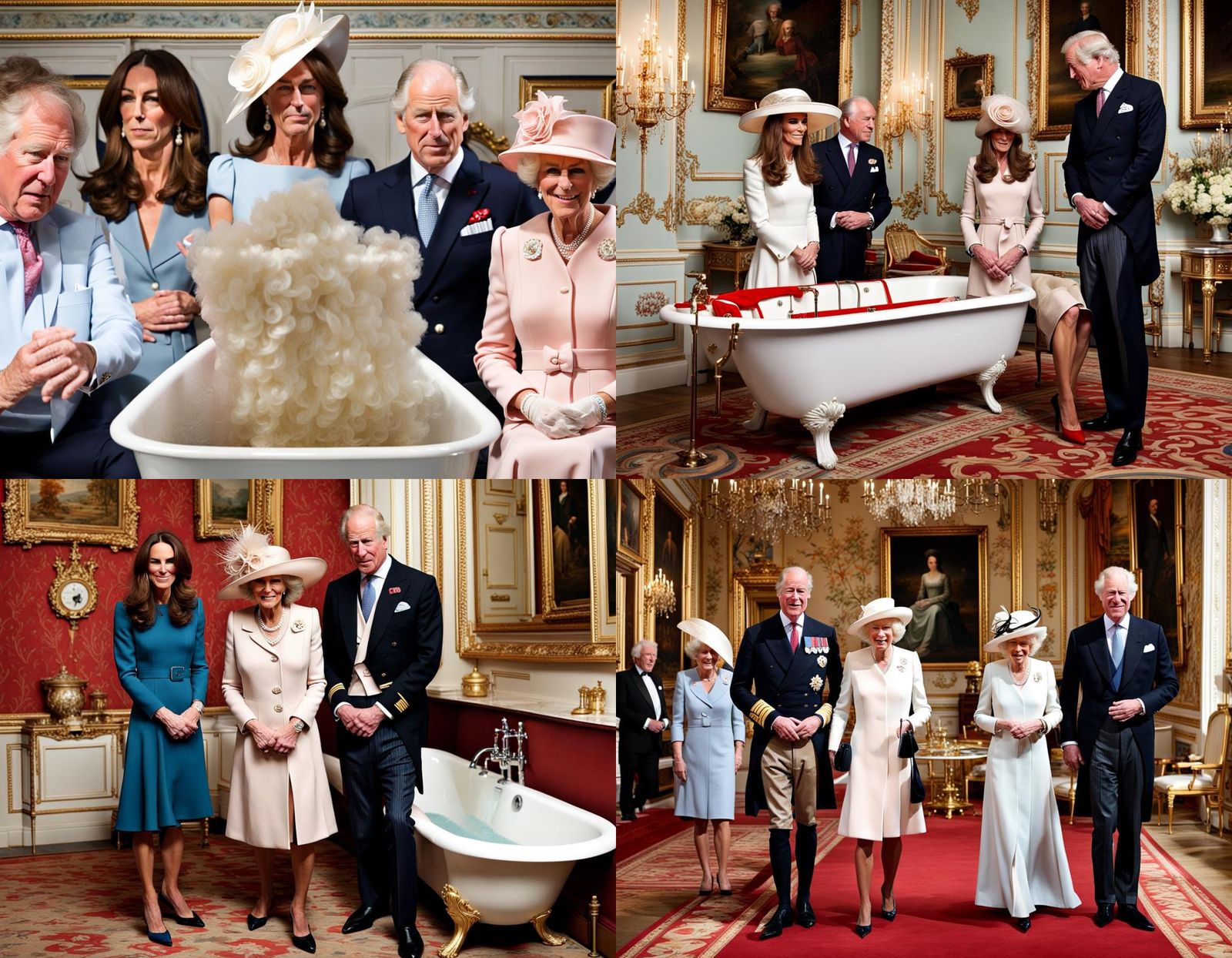 Chaotic Royal Family Bathroom Scene in 8k HD