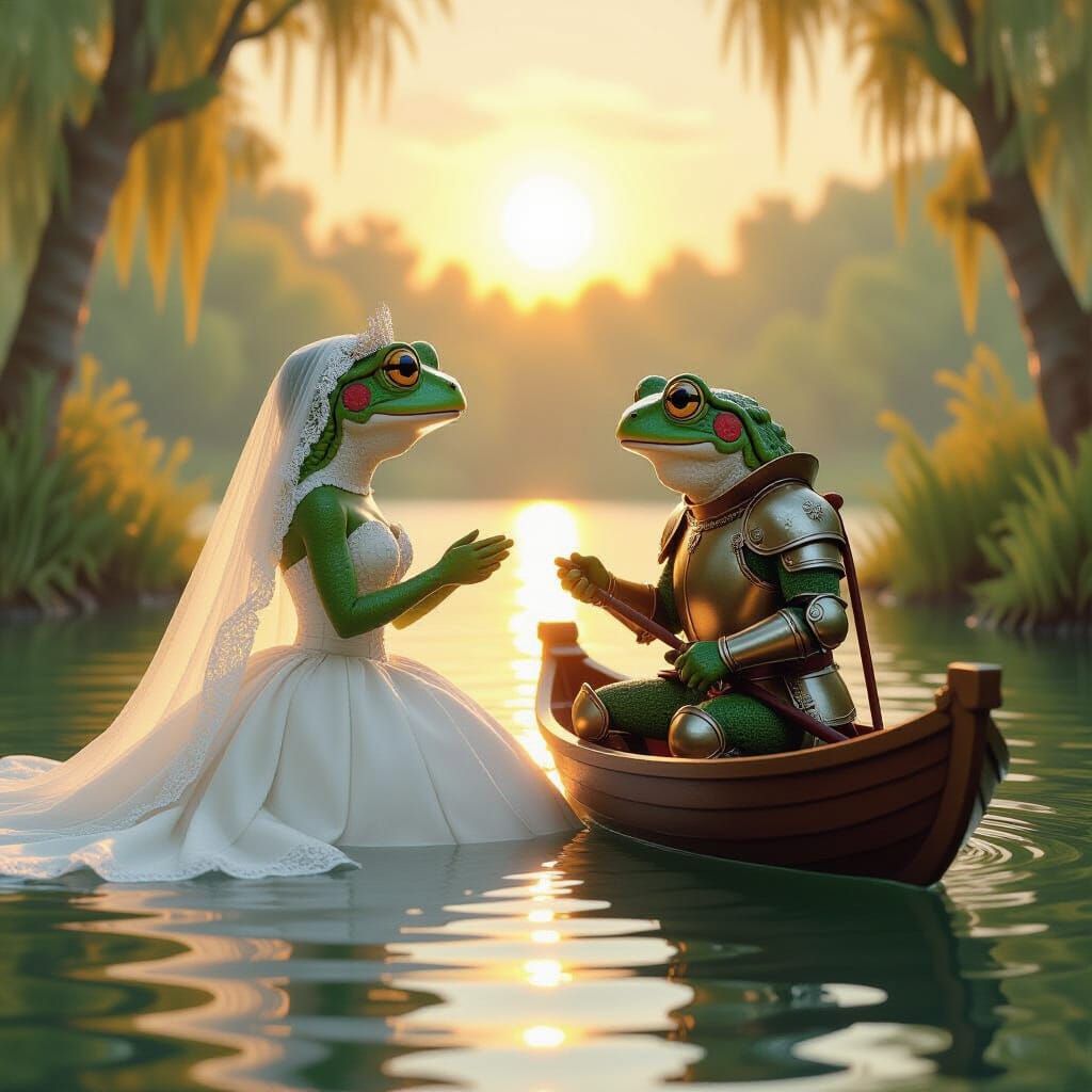 Frog Bride and Toad Knight Wedding in Lagoon
