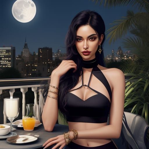 Surreal New York Goddess in Midnight Halo