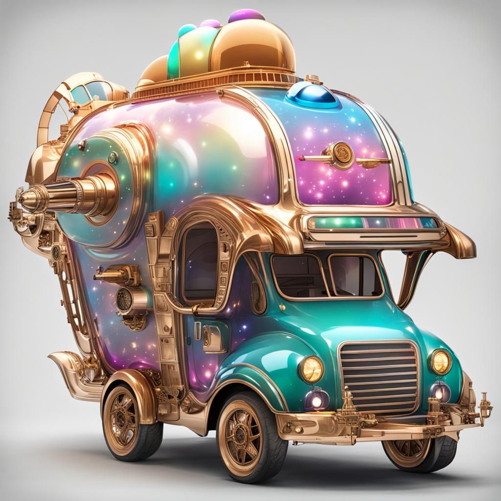 Cosmic Ice Cream Truck: Steampunk Spaceship Design